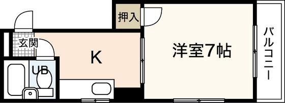 古葉ビル(1K/3階)の間取り写真