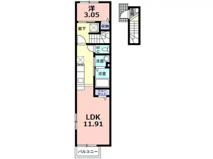 ハイツ・フラワー(1LDK/2階)の間取り写真