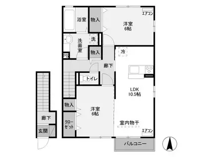 スクエアA(2LDK/2階)の間取り写真
