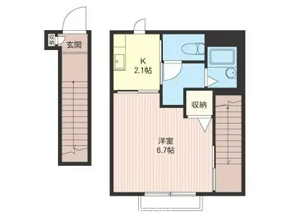 シェモアS(1K/2階)の間取り写真