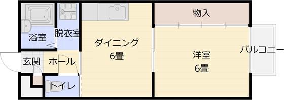 アンソレイユ(1DK/2階)の間取り写真