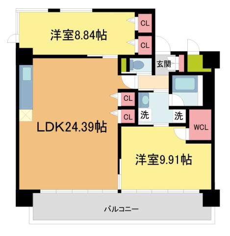 プレジオ宝塚ASIAN(2LDK/4階)の間取り写真
