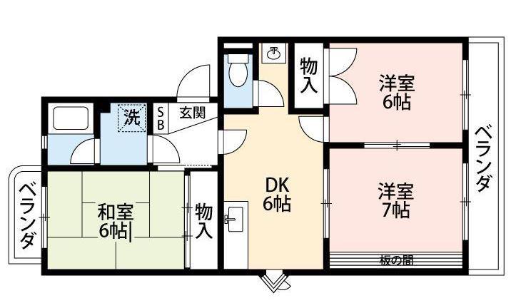 イマージュ・手越(3DK/2階)の間取り写真