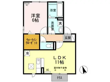 クローバーハウス(1LDK/1階)の間取り写真
