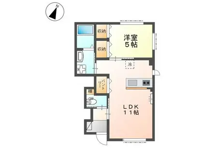 パレス北野(1LDK/1階)の間取り写真