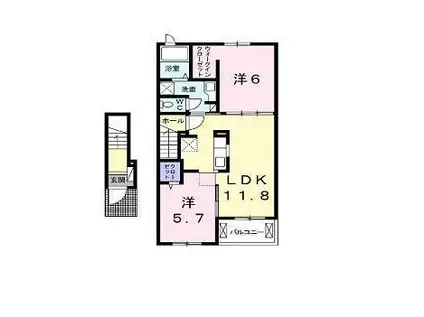 クラール丸亀原田(2LDK/2階)の間取り写真