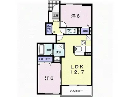 カルムハーネスA(2LDK/1階)の間取り写真