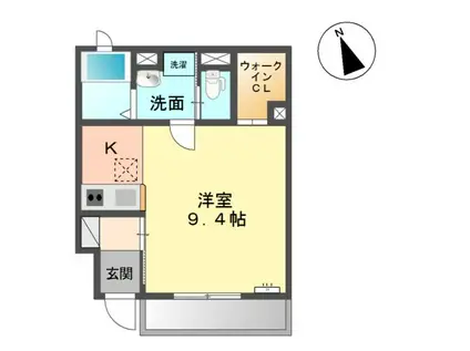 シトロン(ワンルーム/1階)の間取り写真