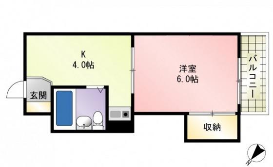 コーポ梶岡(1K/5階)の間取り写真