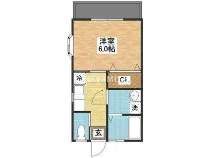 渡部ビル(1K/3階)の間取り写真