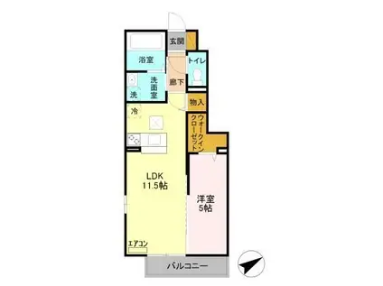 ルージュエクレール(1LDK/1階)の間取り写真