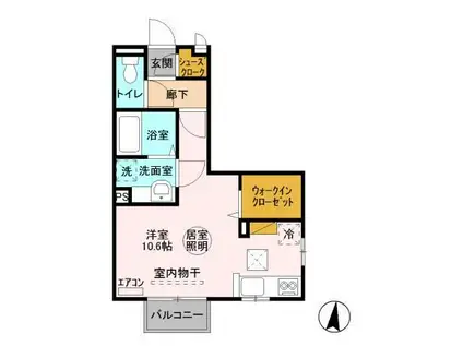 グランマーレ S棟(ワンルーム/1階)の間取り写真