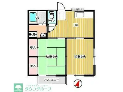 ＪＲ青梅線 東青梅駅 徒歩30分 2階建 築34年(2DK/1階)の間取り写真