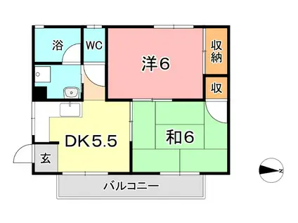 三島コーポ(2DK/1階)の間取り写真