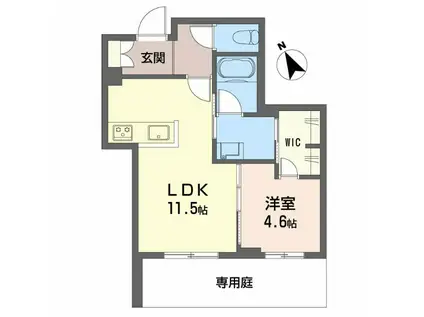 シャーメゾンサクラスクエア本郷(1LDK/1階)の間取り写真