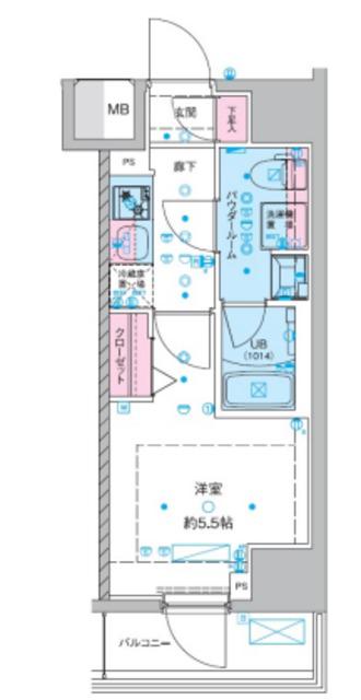 ジェノヴィア西川口III(1K/5階)の間取り写真
