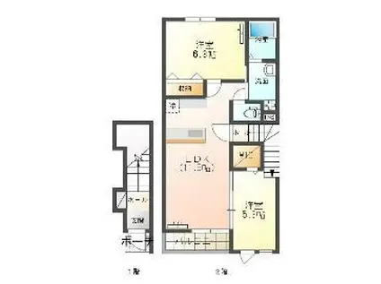 カーサエドウィン(2LDK/2階)の間取り写真