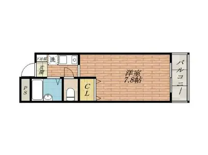 アビタシオン・F(1K/2階)の間取り写真