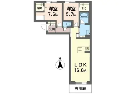 ヴィラ・ルミエール(2LDK/1階)の間取り写真