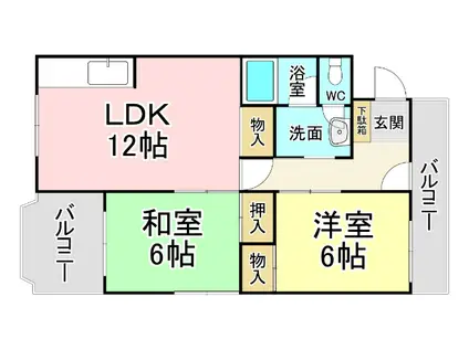 フェールブリエ片野(2LDK/4階)の間取り写真