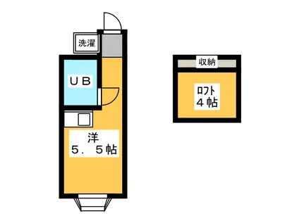 グラスメイ(ワンルーム/1階)の間取り写真