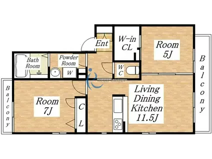 グランディールII(1SLDK/1階)の間取り写真