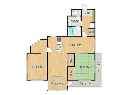 ライフステージ広瀬 森(2LDK/3階)の間取り写真