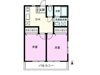 ヒルティカール03(2DK/2階)の間取り写真