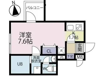 LIBERTY長町南(1K/3階)の間取り写真