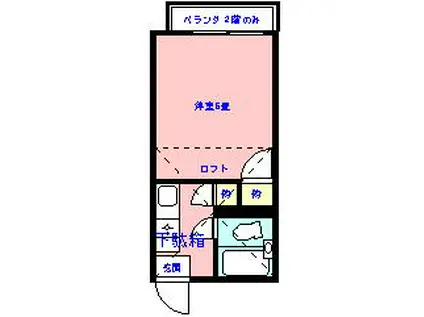 テラス花咲(1K/1階)の間取り写真