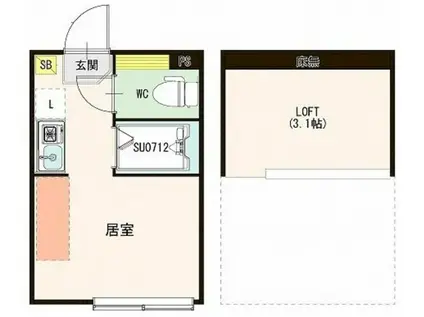 ハーモにテラス向島II(ワンルーム/2階)の間取り写真
