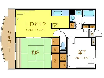 アベニール(2LDK/1階)の間取り写真