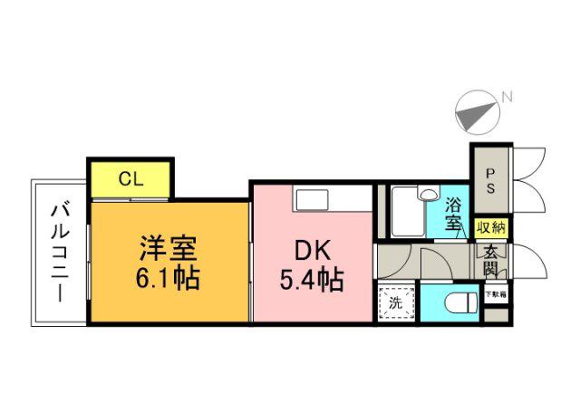 ハウスエーヌ西十日市(1DK/8階)の間取り写真