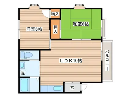 シティ郡山C(2LDK/2階)の間取り写真