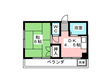 シャンテスズキ(1DK/2階)の間取り写真