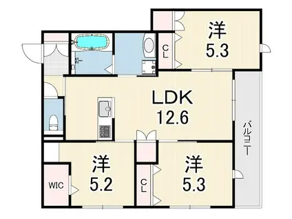 LA VITA摂津本山(3LDK/4階)の間取り写真