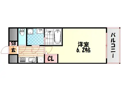 S-RESIDENCE南堀江(1K/11階)の間取り写真