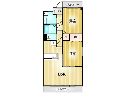 カーサグラニーレ(2LDK/2階)の間取り写真