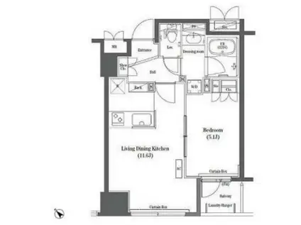 コンフォリア日本橋(1LDK/8階)の間取り写真