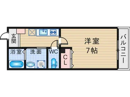 プルメリア阪大前(1K/2階)の間取り写真