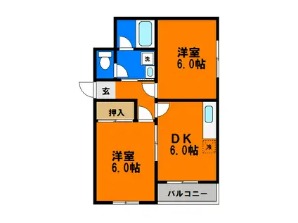 シティマンションウィング(2DK/3階)の間取り写真