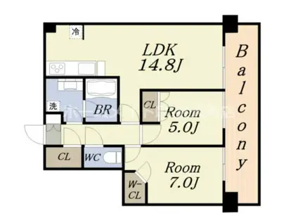 ヴェリテ弁天町ブライト(3LDK/3階)の間取り写真