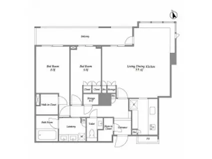 パークコート麻布十番ザタワー(2LDK/34階)の間取り写真