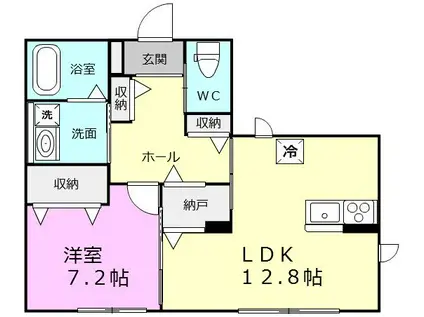 FLORA A(1LDK/1階)の間取り写真