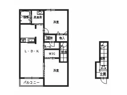 シャーメゾン三木(2LDK/2階)の間取り写真