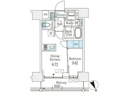 ベルファース八丁堀ウエスト(1DK/6階)の間取り写真