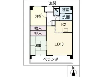 グレース牧の里(2LDK/2階)の間取り写真