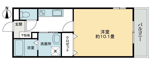 フォブール林町(1K/3階)の間取り写真