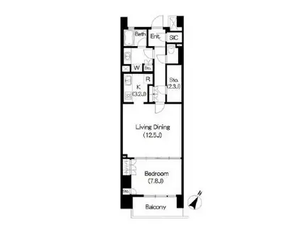 BRILLIA IST 三軒茶屋 ブラッサムテラス(1LDK/2階)の間取り写真