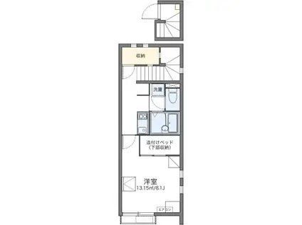 レオネクストカルム兵庫(1K/2階)の間取り写真